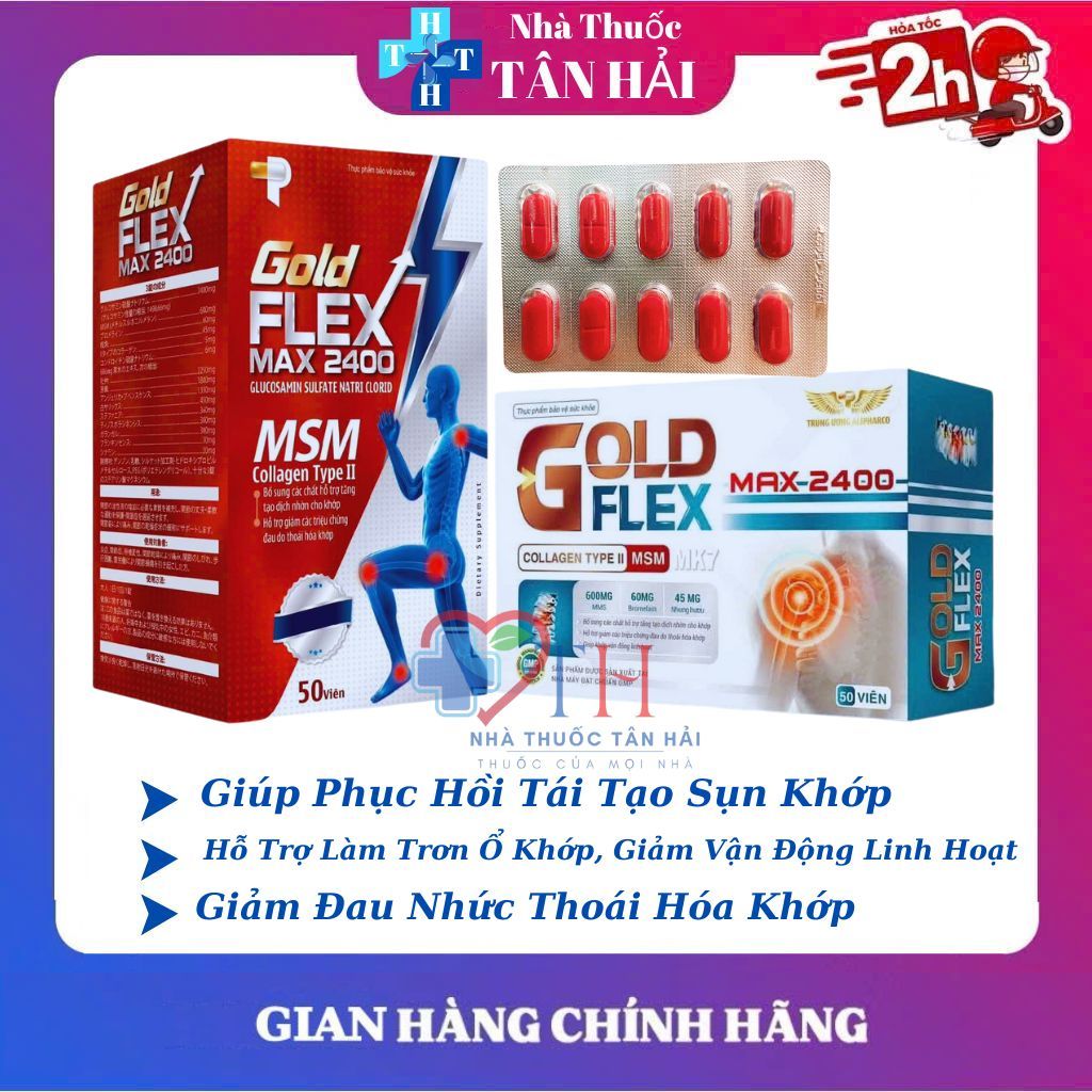Viên bổ khớp GOLD FLEX MAX 2400 giúp tăng tiết dịch Khớp, giảm đau khớp, thoái hóa khớp, phục hồi mô