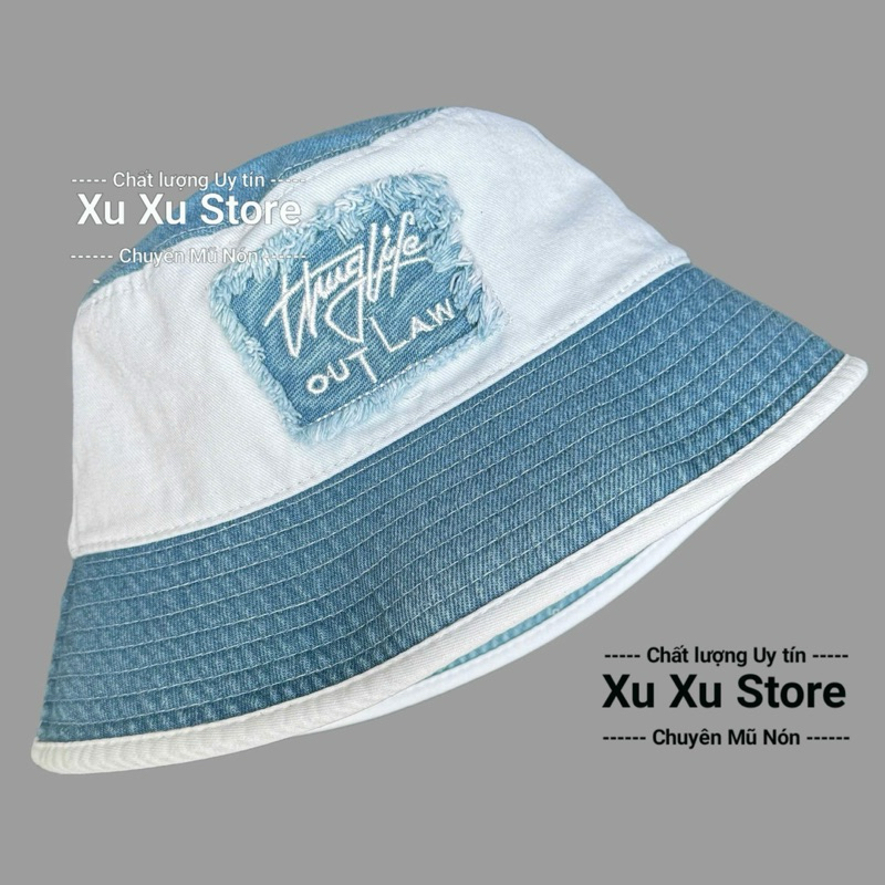 nón jean rách thêu logo chữ Thuglife thời trang dành cho nam nữ, mũ jean