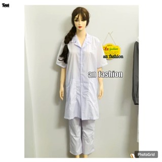  Áo Blouse Trắng Điều Dưỡng Áo Bác Sĩ Dược Sĩ tay ngắn túi xéo dài gối vải silk mịn mát _ Hình chụp thật 