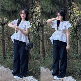 Áo kiểu xẻ tà thắt nơ xinh nhà SANGHI