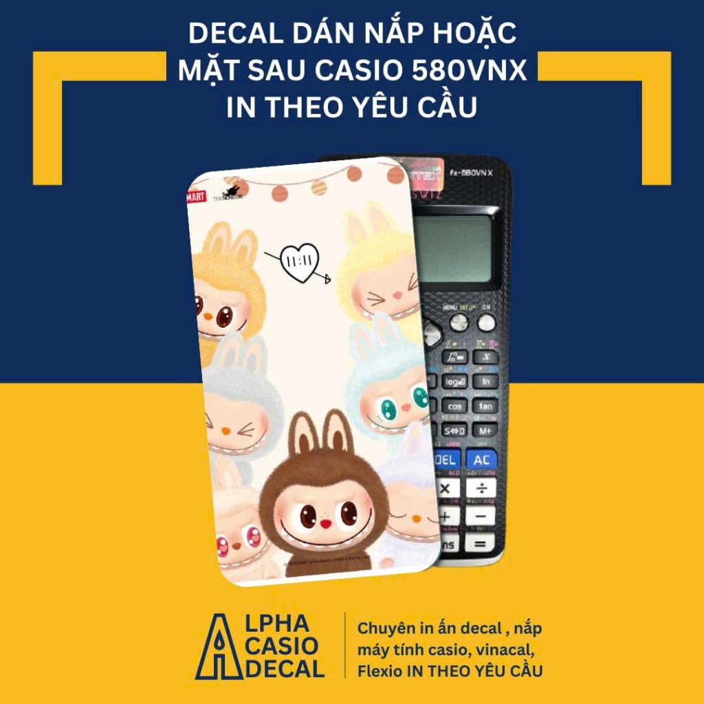 Nắp ốp Labubu dễ thương cho máy tính bỏ túi Casio FX 580VNX , 570VN Plus , 570 ES , 880 BTG , 570 ES