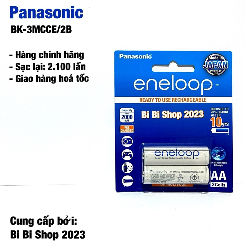 Pin Sạc AA Panasonic Eneloop 1,2V 2.100 Lần Sạc Hàng Chính Hãng Vỉ 2 Viên