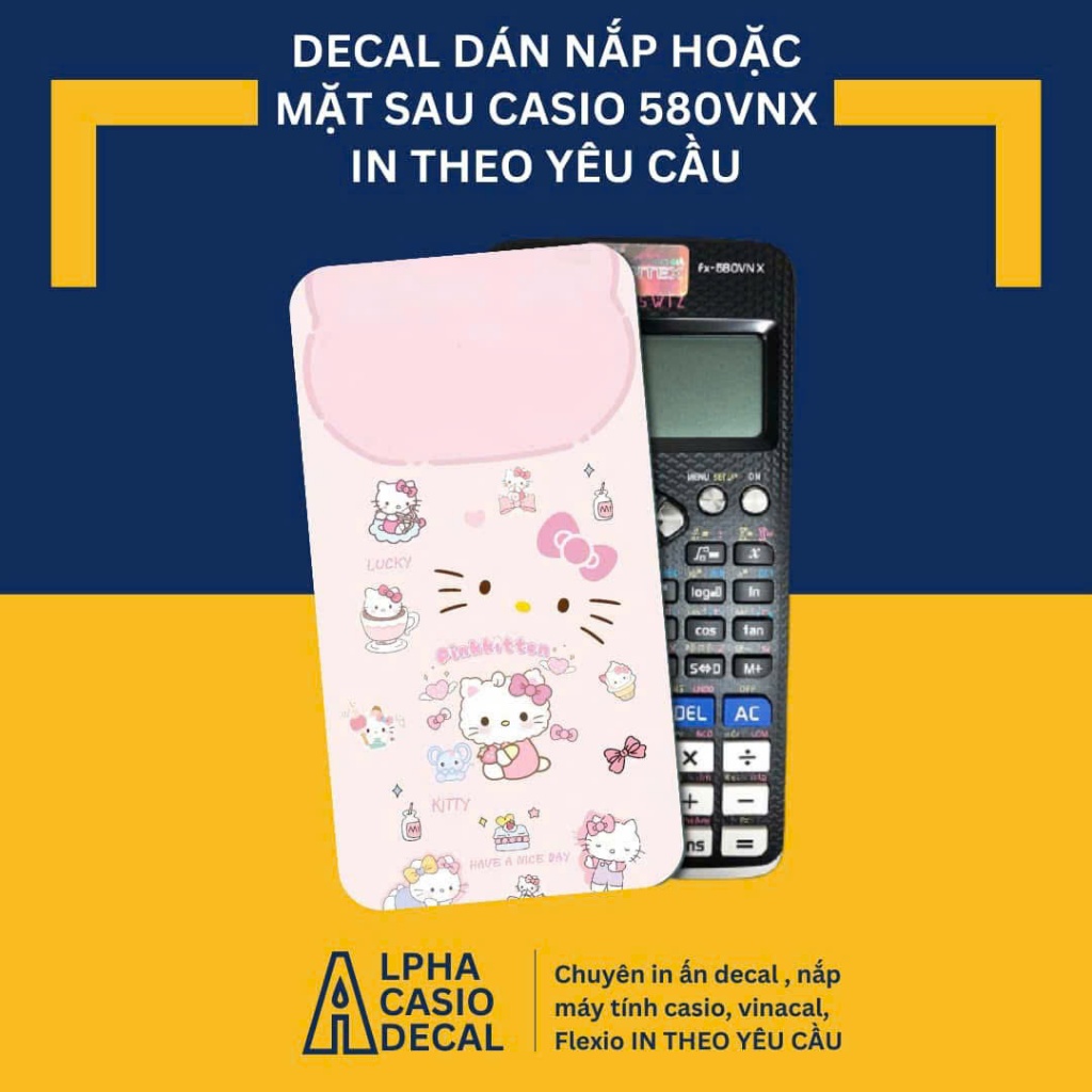 Nắp ốp Hello Kitty dễ thương cho máy tính bỏ túi Casio FX 580VNX , 570VN Plus , 570 ES , 880 BTG , 5