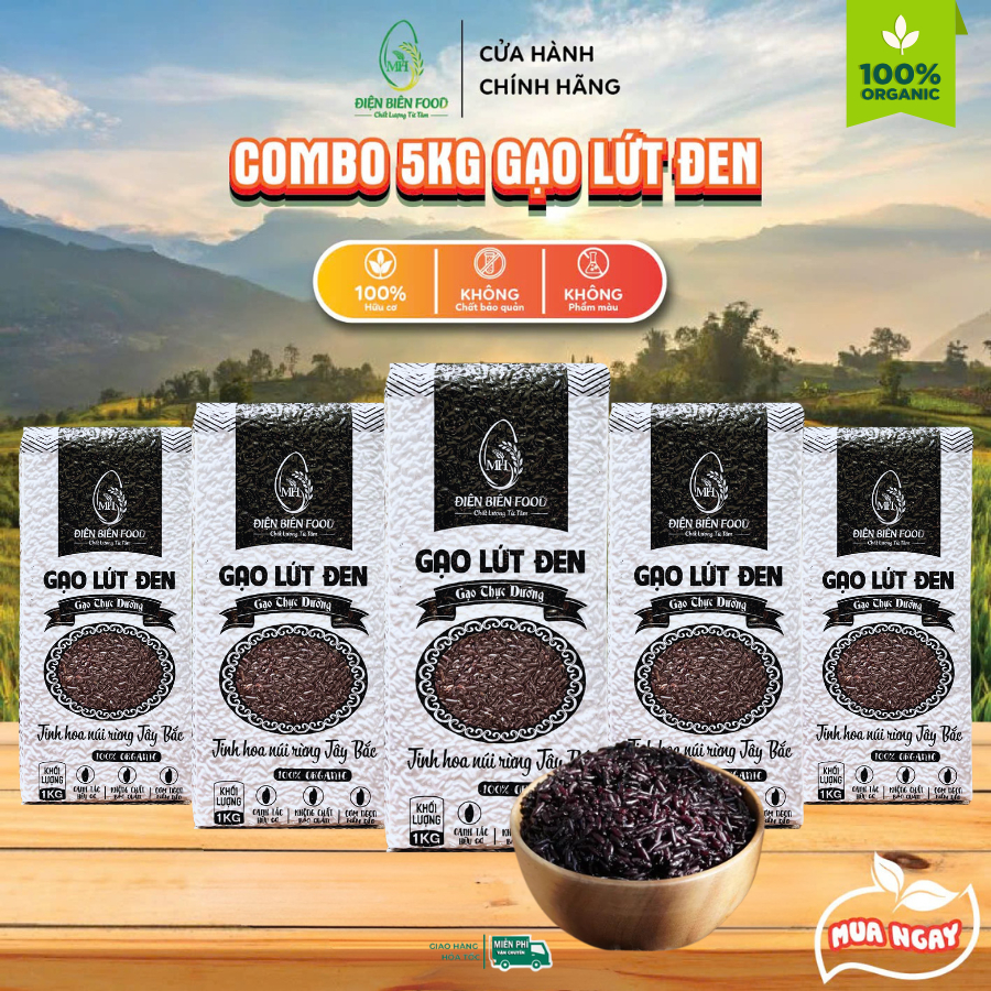 Gạo Lứt Đen, Gạo Lứt Tím Than Điện Biên combo 5kg