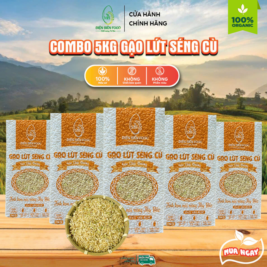 Gạo Lứt Séng Cù Dài Điện Biên Combo 5kg