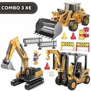 Bộ xe ô tô công trường  Máy múc xe lu  xe ủi xe trộn bê tông cần cầu xe ben chất liệu nhựa abs an toàn cho bé 
