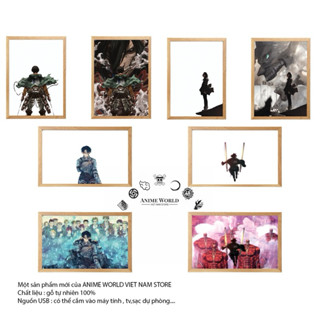 Tranh đèn led Levi , Eren- Tranh đèn led anime trang trí hình bóng sáng tạo