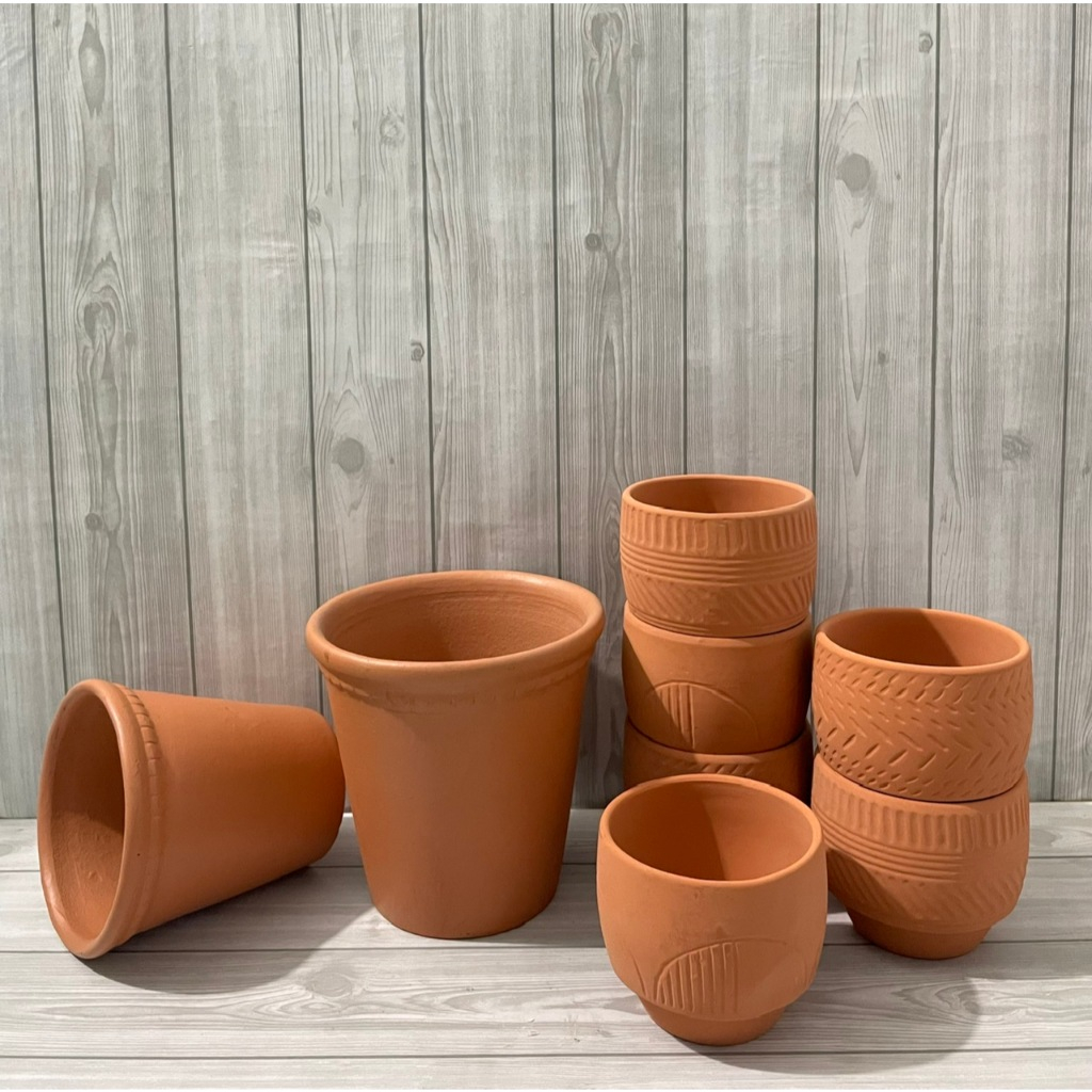 CHẬU ĐẤT NUNG HOA VĂN CÓ ĐẾ TRỒNG CÂY - DECOR