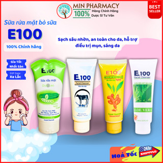 Sữa Rửa Mặt E100 Tinh Chất Sữa Bò Tươi, E100 nha đam, E100 nghệ, E100 dưa leo