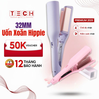 Máy Uốn Tóc Xoăn Sóng Nước Hippie 32mm Phong cách Hàn Quốc, Chất Liệu Gốm Sứ Ceramic Cao Cấp, Máy Làm Xoăn Sóng Cao Cấp
