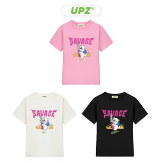  UPZ Áo Thun Baby Tee Tay Ngắn In Hoạ Tiết Mèo Savage  Đen  Hồng  Kem  