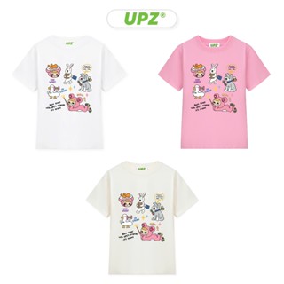  UPZ Áo Thun Baby Tee Tay Ngắn In Hoạ Tiết Cutie Friends Y2K  Trắng  Kem  Hồng  