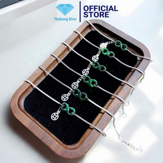  Lắc tay như ý nguyện ngọc sơn thuỷ ,phong thuỷ may mắn chuẩn bạc ta THU HUONG SILVER 