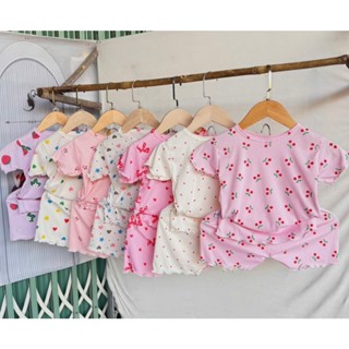 Combo 05 bộ cộc tay Hoa Nhí cho bé gái mùa hè xưởng may John Baby size từ 4-26kg