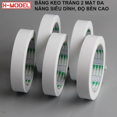 Băng keo trắng 2 mặt che sơn mô hình Gundam XM53, băng dính đa năng siêu dính, độ bền cao XMODEL