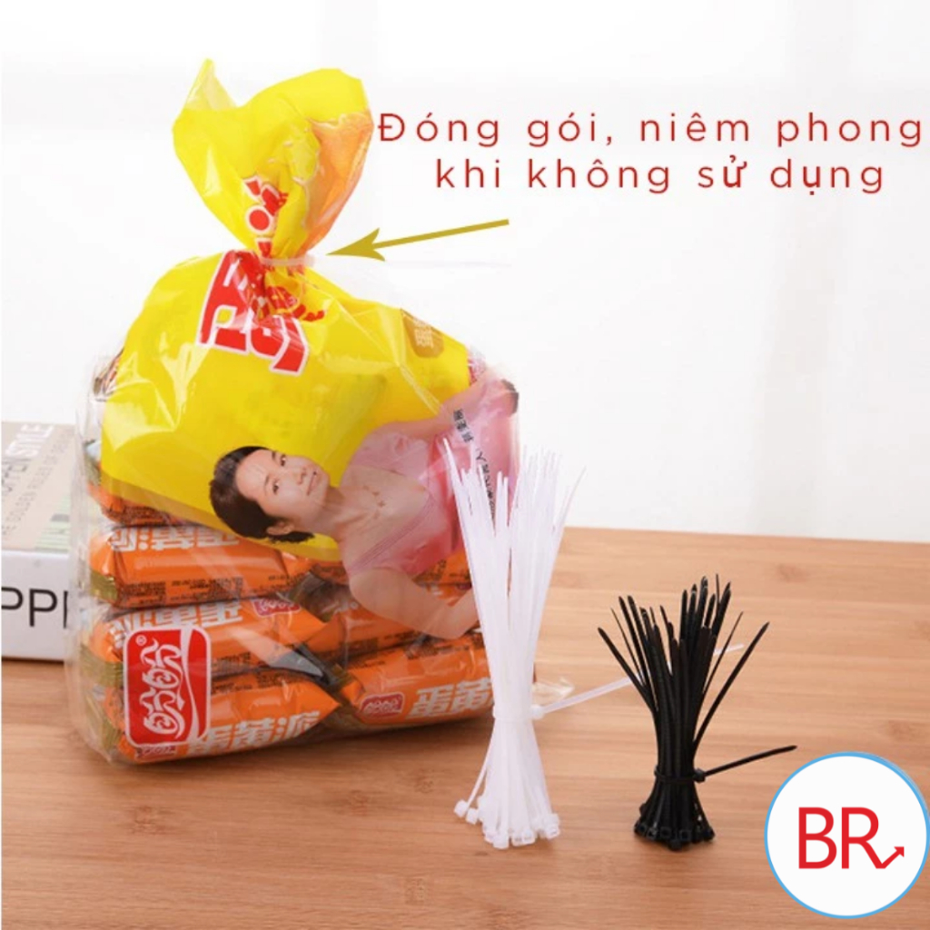 Set 100 Dây thít nhựa đầu khóa zip tái sử dụng nhiều lần Buôn Rẻ 01219
