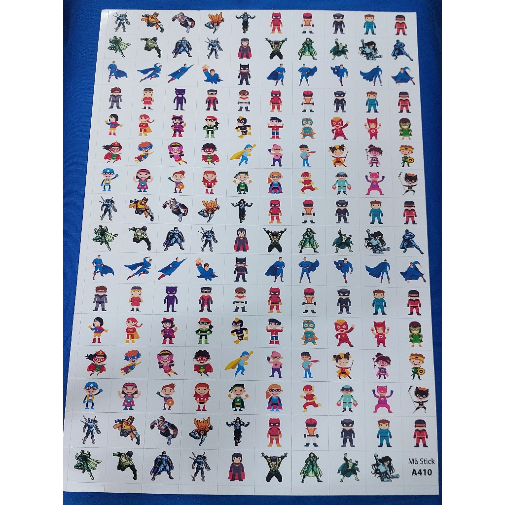 Sticker khen SIÊU NHÂN tờ A4 - Mẫu A410