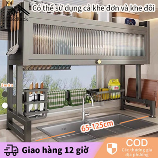 🏠️H&Rack kệ chén có nắp đậy Kệ Để Chén Đĩa Inox Đa Năng Thông Minh Nhà Bếp Trên Bồn Rửa 2 màu