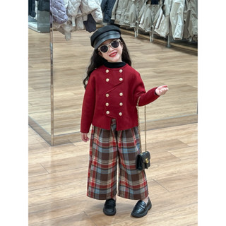 Quần suông kẻ caro JEANBECO, quần caro ống rộng cho bé gái và bé trai phong cách Hàn quốc từ 10-33kg QDK-02