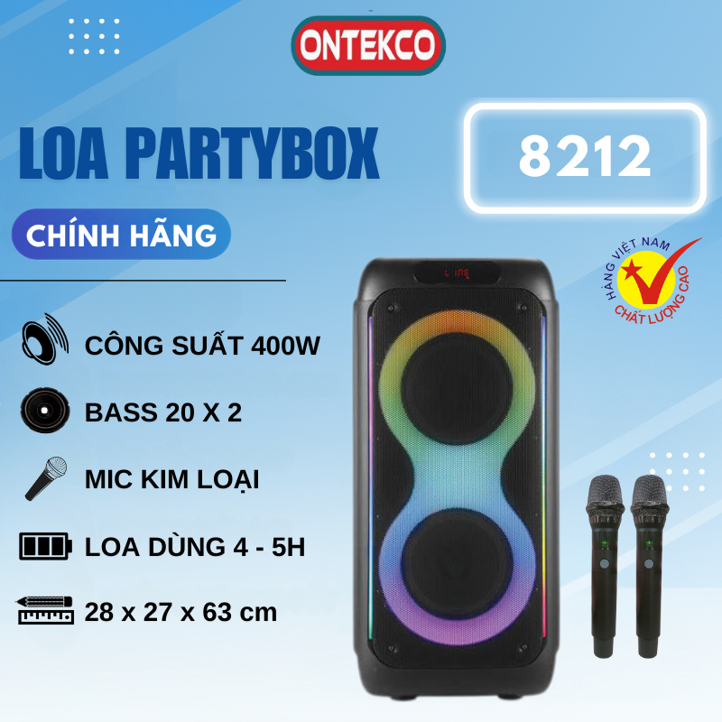 Loa kéo bluetooth ONTEKCO EV188/ 2562 tặng kèm 2 tay mic hát karaoke cực hay, loa gỗ âm thanh căng chuẩn