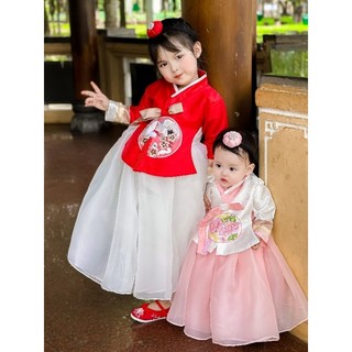 váy hanbok cho bé tặng cài