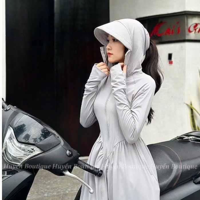 Áo Khoác Chống Nắng Toàn Thân Nữ 2 Lớp Dáng Váy Vải Thun Lạnh Mềm Mịn Mát Chống Tia UV-Anh Quân | BigBuy360 - bigbuy360.vn