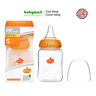 Bình sữa nhựa PP chính hãng Wesser 140ml cổ hẹp.