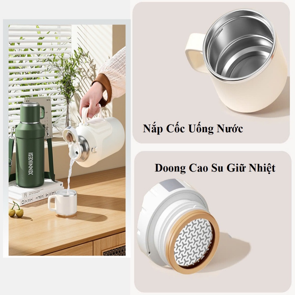 Bình Giữ Nhiệt 1500ml INOX316 Cao Cấp Thiết Kế Đeo và Nắp Cốc | BigBuy360 - bigbuy360.vn