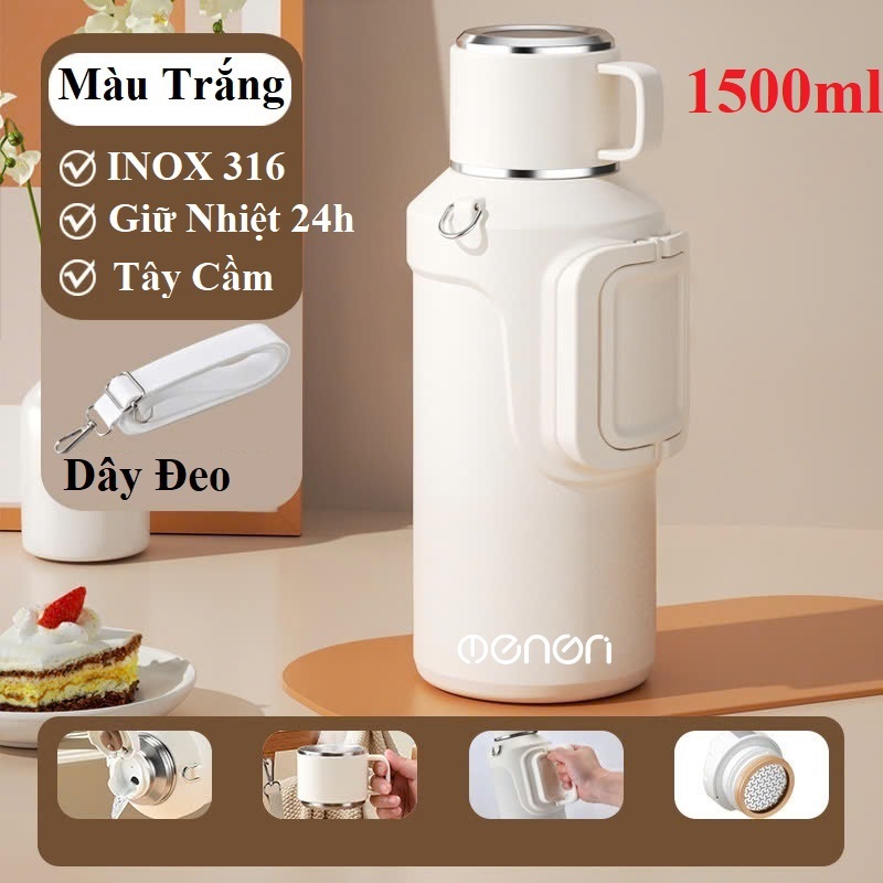 Bình Giữ Nhiệt 1500ml INOX316 Cao Cấp Thiết Kế Đeo và Nắp Cốc | BigBuy360 - bigbuy360.vn