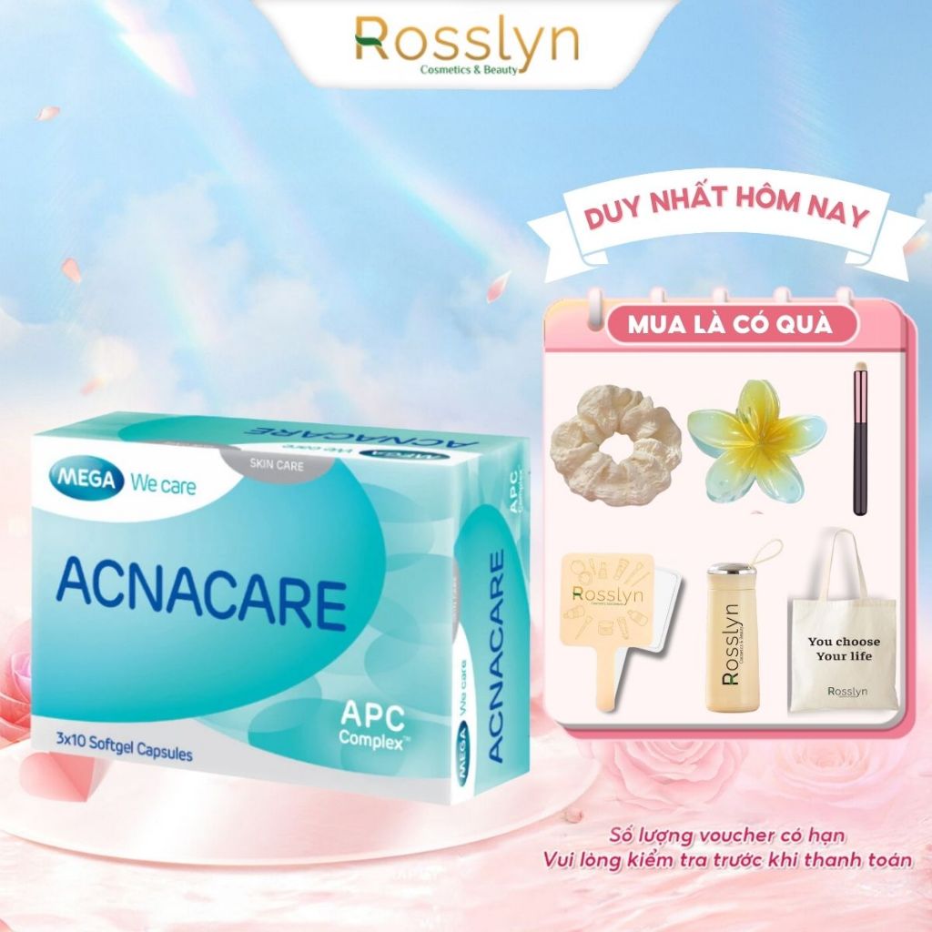 Viên uống giảm mụn, giảm nhờn - Kẽm, Crôm, D.Salina, Vitamin C, Vitamin E - ACNACARE Mega We Care (3