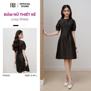 Đầm Nữ 𝐅𝐀𝐂𝐈 Lucy Chất Liệu Tafta Cao Cấp Dáng A Cổ Tròn Tay Ngắn Phong Cách Thời Trang FA243