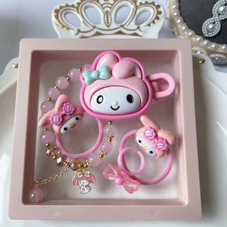 Set hộp 5 vòng tay ,nhẫn , kẹp , dây buộc tóc cho bé gái siêu đáng yêu họa tiết kurumi.