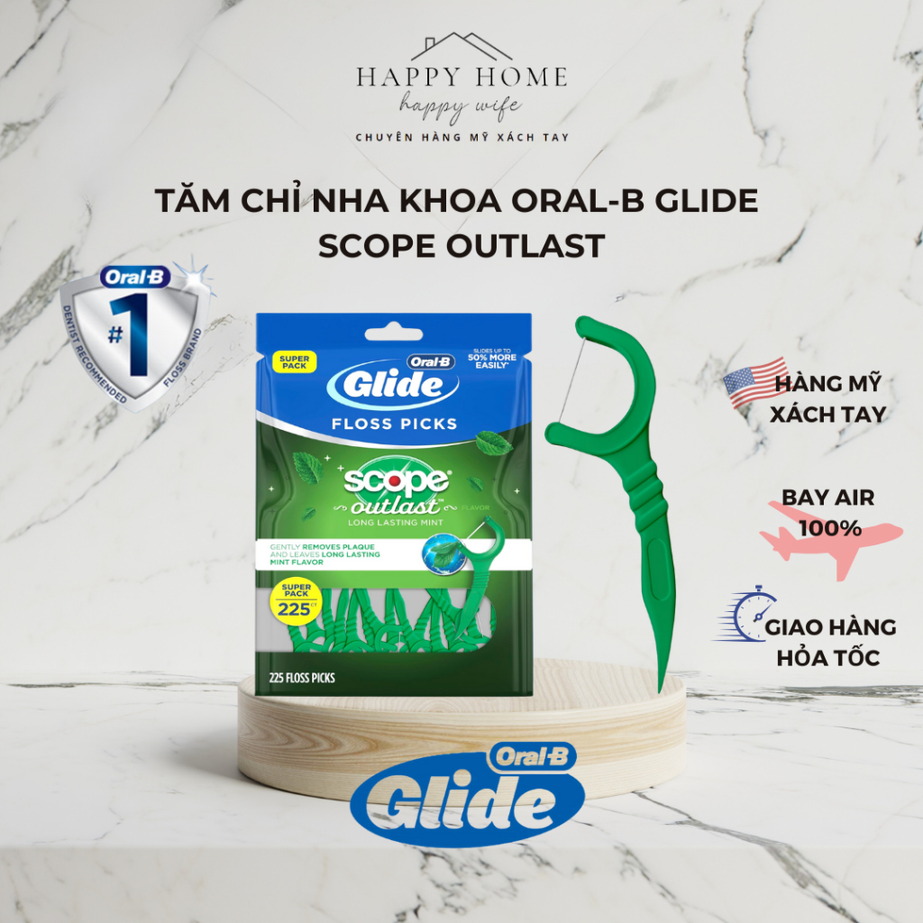 [BAY AIR - HÀNG MỸ] Tăm chỉ nha khoa Oral-B Glide Scope Outlast