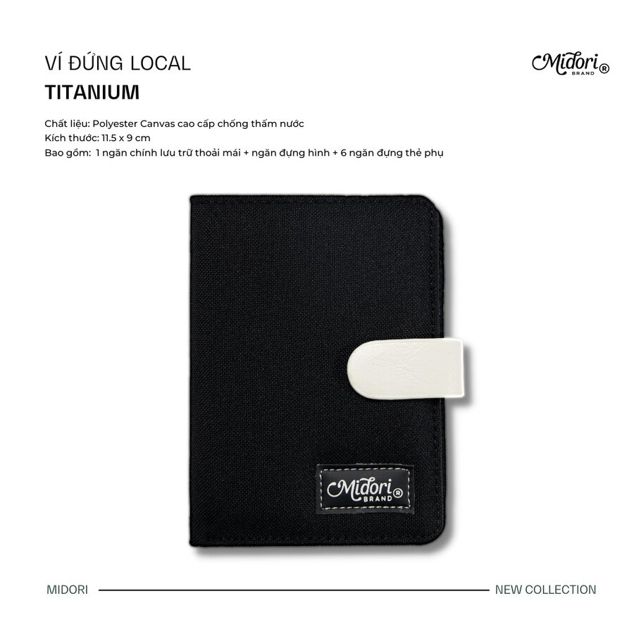 Ví Vải Đứng Nam Nữ Polyester TITANIUM Trượt Nước Nhiều Ngăn Đựng Tiền Thẻ Cầm Tay | Midori For Man