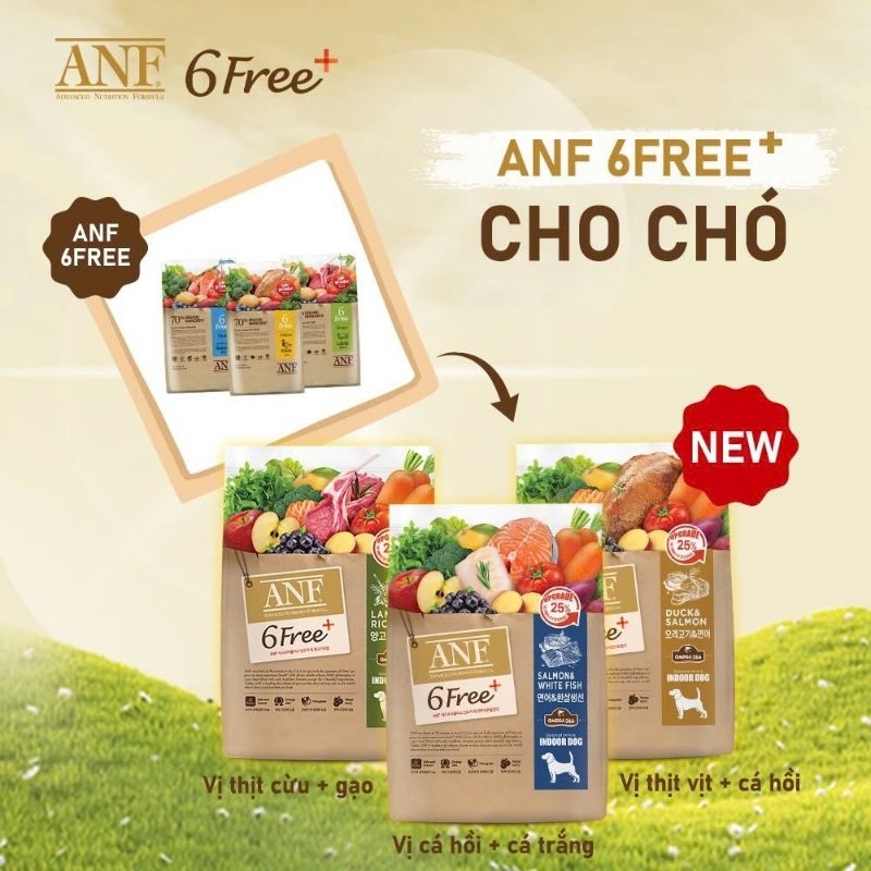 1.6kg-2kg-5.6kg-6kg THỨC ĂN HẠT CHO CHÓ ANF 6FREE – hữu cơ
