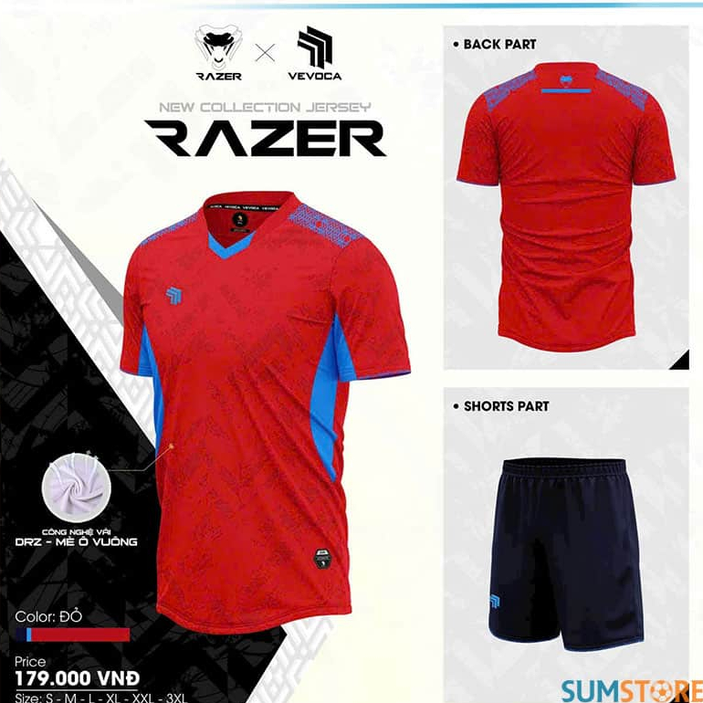 HP SPORT – Áo Đá Bóng Không Logo Razer Đỏ - Quần Áo Đá Banh Nam Nữ Mới Nhất