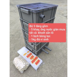  Bộ baki lọc hồ cá baki khoan sẵn có đủ ống 1kg đá vi sinh bông lọc nắp đậy không bơm.... 