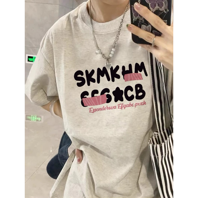 Áo thun nữ .áo phông nam nữ form rộng chất cotton thấm hút mồ hôi in hình nơ xanh tay lỡ