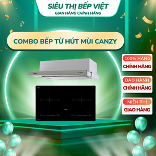 COMBO BẾP TỪ HÚT MÙI CANZY giá SIÊU HỜI I Bếp từ đôi 699plus sôi liu riu I Hút mùi âm tủ canzy 517i