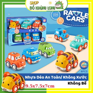 Xe Đồ Chơi Set 6 Xe Rattle Cars Hoạt Hình Dành Cho Bé Từ 1 -2 Tuổi Nhựa Dẻo An Toàn Không Trầy/Không Bể Quà Tặng Cho Bé