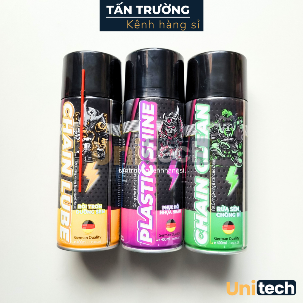 COMBO 3 chai SPRAYKING: DƯỠNG BÓNG XE - RỬA SÊN - DƯỠNG SÊN, mỗi chai 400 ml