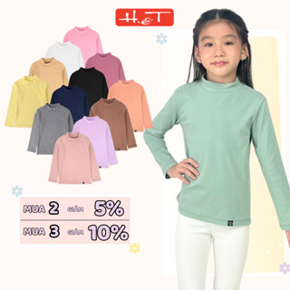 Áo giữ nhiệt bé trai, bé gái HT-áo cổ lọ 3 phân dáng basic chất rib cotton mềm mịn, co giãn cho bé từ 10-35kg-ATDBG013