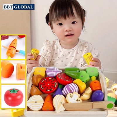 Bộ đồ chơi cắt rau củ quả bằng gỗ cao cấp BBT Global MSN