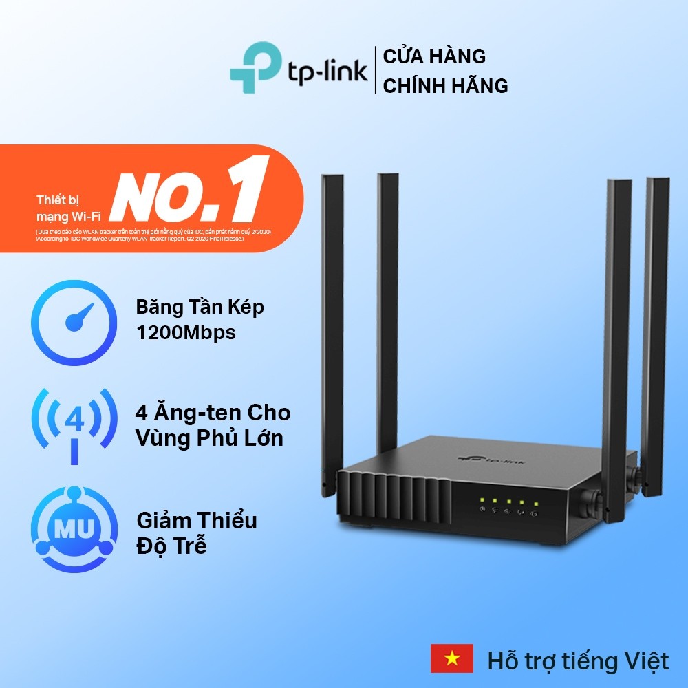 [4 Ăng Ten - Tốc Độ 1200Mbps] Bộ Phát Wifi TP-Link Archer C54 Băng Tần Kép | Phủ Sóng Rộng - Tốc Độ Cao | Tạo Mạng Khách