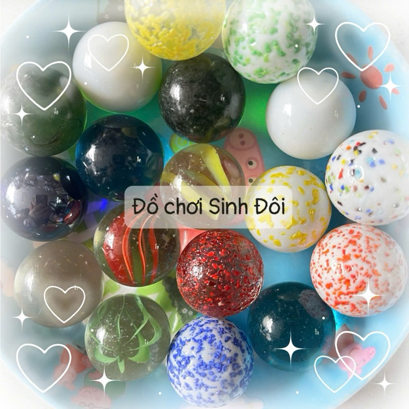 Bi thủy tinh lớn 25mm - bi màu thập Cẩm