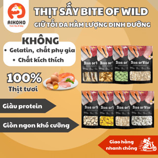 Thịt sấy cho Mèo cao cấp BITE OF WILD vị Gà/ Cỏ mèo/ Cá hồi/ Cá trứng/ Vịt/ Gan gà/ Lòng đỏ trứng/