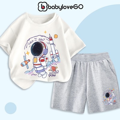 Quần áo bé trai BabyloveGO đồ bộ bé trai chất thun cotton mềm mịn thoáng mát in hình phi hành gia cho bé BHI96
