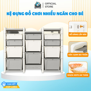 Kệ Đựng Đồ Chơi Pakey ABA Trắng Ghi , Kệ Đựng 11 Hộp Tiện Lợi Thiết Kế Góc Cạnh Bo Tròn Đảm Bảo An Toàn Cho Bé