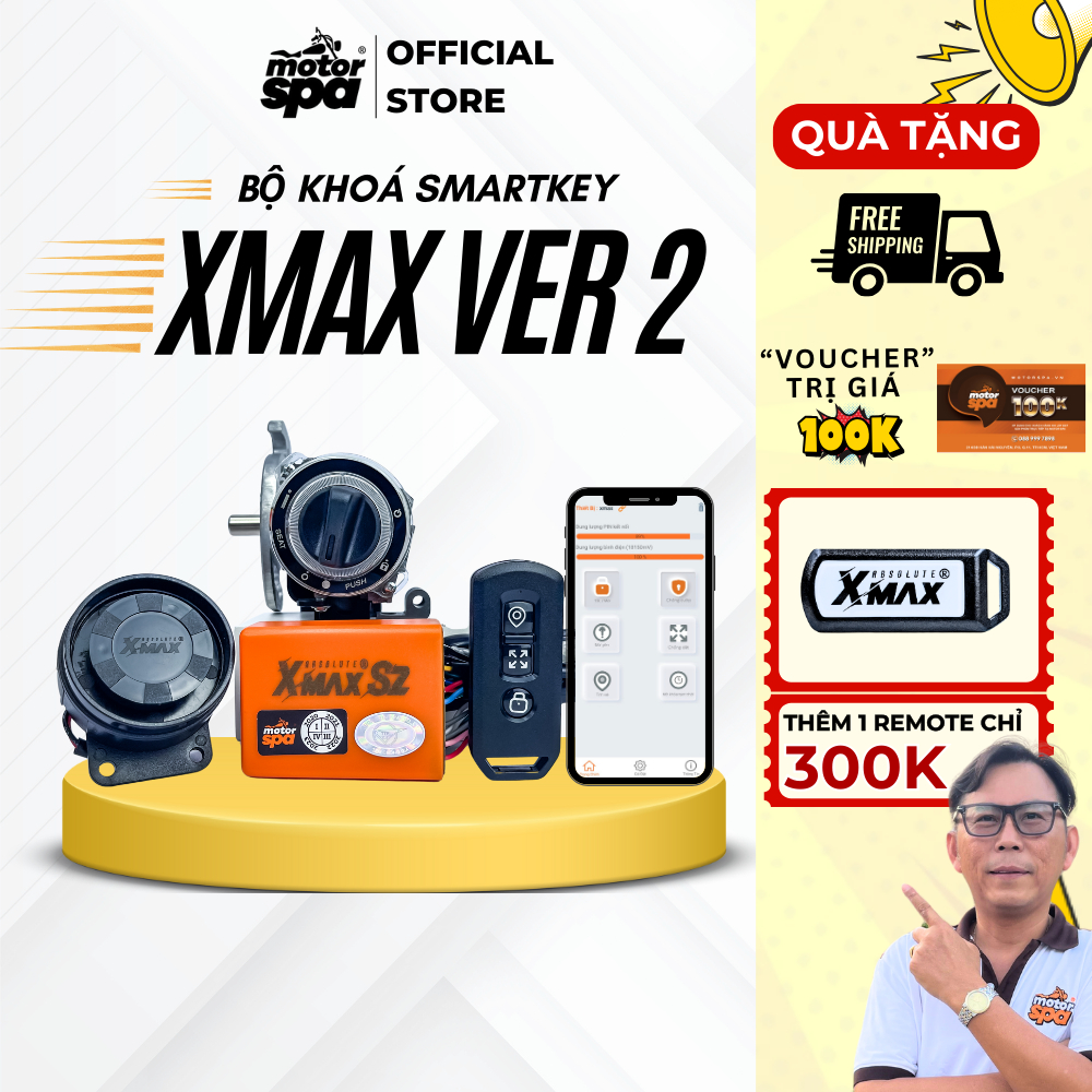 Smartkey Xmax 5.0 S2 dành cho Exciter 150/155, Sirius Fi, Jupiter Fi, Luvias Fi, Mio M3, Gear,...