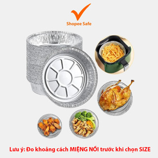 Mua Sỉ 100 Khay Giấy Bạc Lót Nồi Chiên Không Dầu, Lò Nướng - Khuôn Đĩa Nhôm Đựng Thức Ăn, Thực Phẩm Nhiều Size